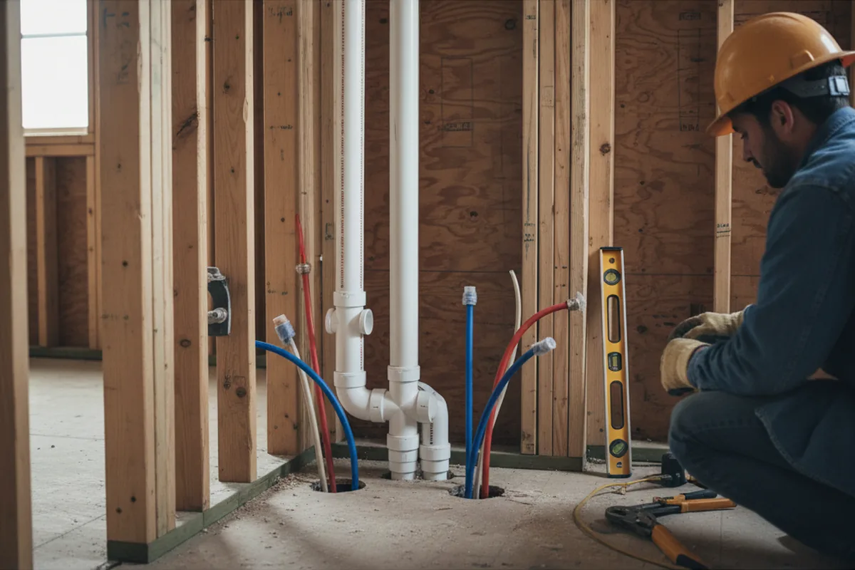 Drain and supply rough-in during Sump Pump Repair in West Boylston